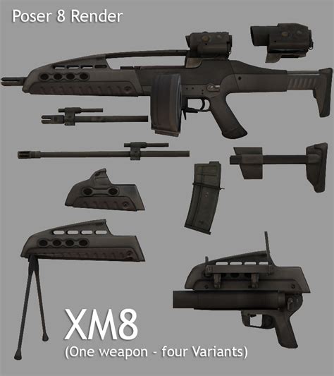 XM8 (One weapon - Four Variants) Themed Poser DAZ --WarTech--