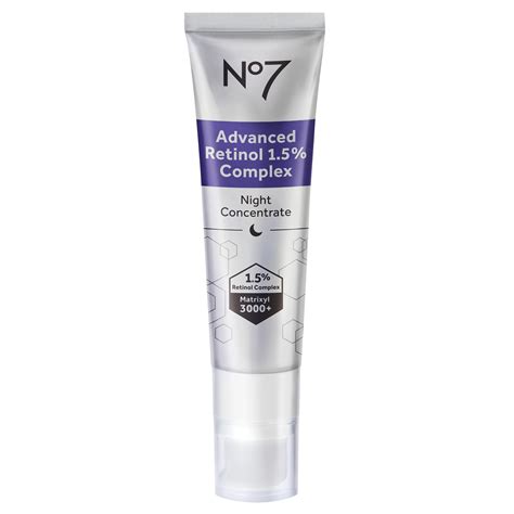 No7 Advanced Retinol 1.5% Complex Night Concentrate Serum with Collagen Peptides and Bisabolol ...