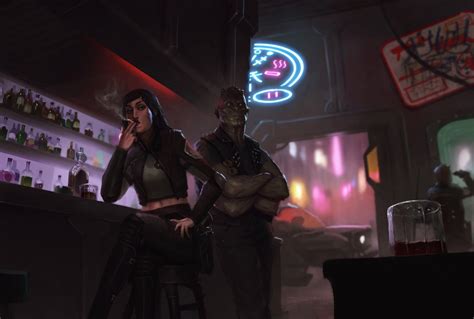 Cyberpunk bar, Nathanael James | Cyberpunk, Shadowrun, Space art