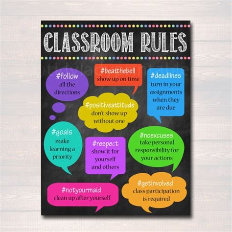 Hashtag Classroom Rules Poster Tidylady Printables - Riset