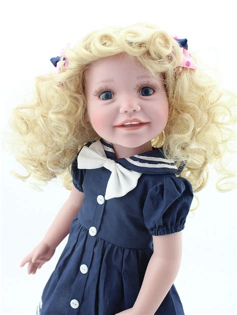 Reborn Baby Doll American Dolls Girl School Blonde Curly Hair Blue Eyes ...