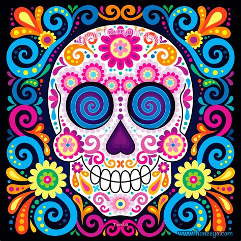 Sugar Skull Art from Thaneeya McArdle's 2018 Sugar Skulls Calendar | Colorful skull art, Sugar ...