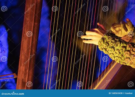 Hands playing harp detail stock photo. Image of hand - 168563438