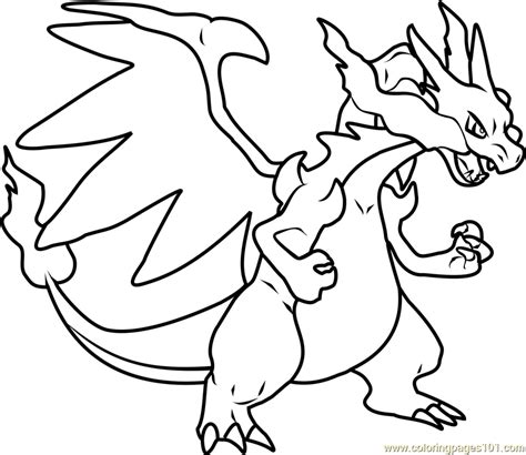 Mega Charizard X Pokemon Coloring Page for Kids - Free Pokemon ...