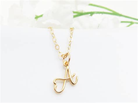 Cursive Initial Necklace Letter Necklace Tiny Initial - Etsy