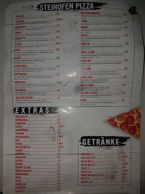 Menu at Peppes Pizza point, Munich