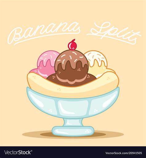 Banana split Royalty Free Vector Image - VectorStock