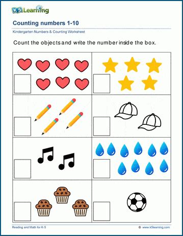 Free Preschool & Kindergarten Numbers & Counting Worksheets-Printable | K5 Learning