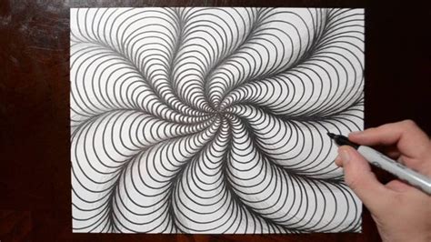 How to Draw Curved Line Illusions - Spiral Sketch Pattern 10 - YouTube ...