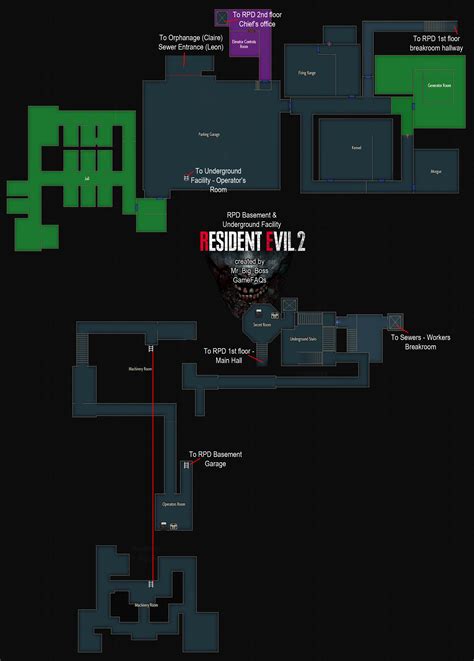 Resident Evil 2 RPD Basement & Underg Mapround Facility Map for Xbox ...