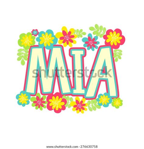 Card Beautiful Name Mia Flowers Female Stock Vector (Royalty Free ...