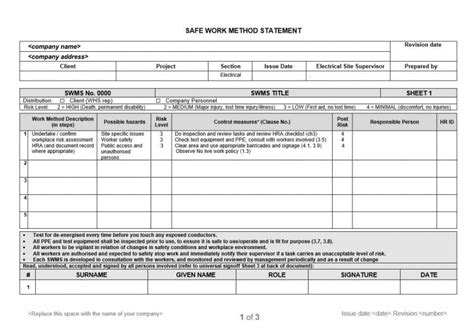 Blank Safe Work Method Statement Template - NECA Safety Specialists