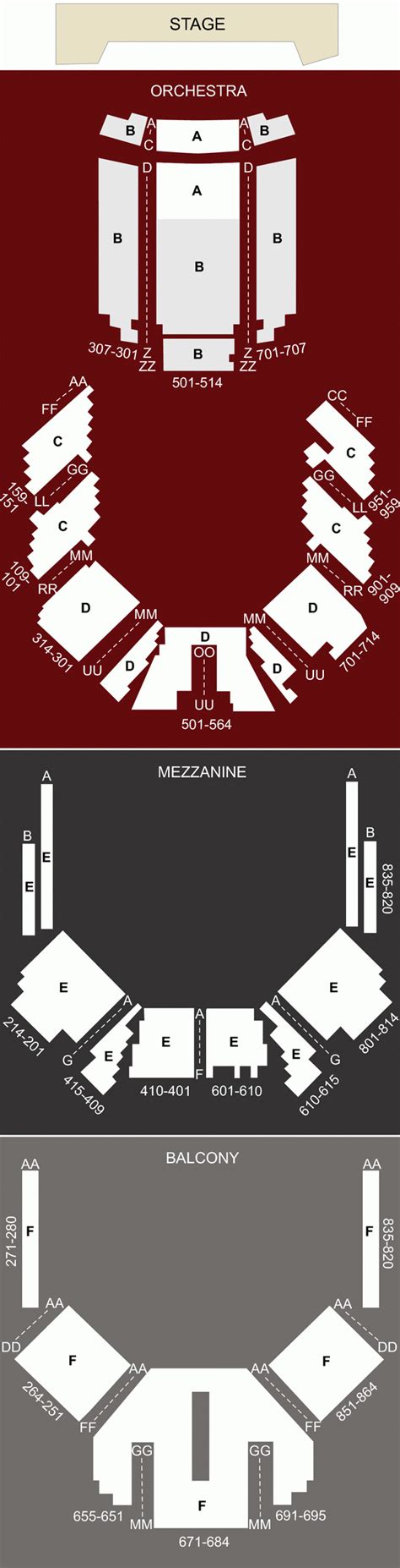 Performing Arts Center Anchorage Seating Chart - Center Seating Chart