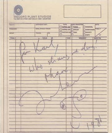 Autograph by John Lennon, 8 December 1980 – The Beatles Bible