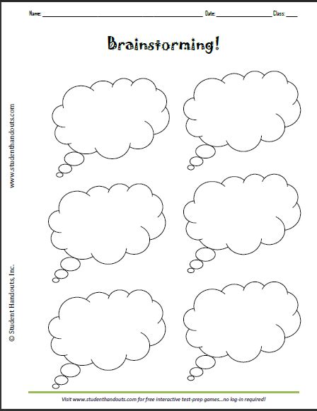 Brainstorming Thought Bubbles Worksheet - Free to print (PDF file). | Graphic organizers ...