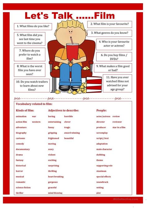 Let's Talk .....Film worksheet - Free ESL printable worksheets made by teachers | Speaking ...