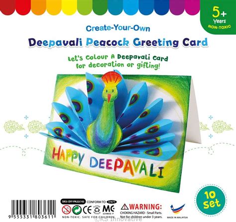 Deepavali Peacock Greeting Card - Pack of 10