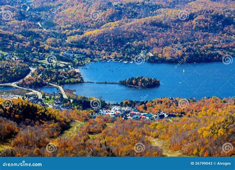 Aerial View Mont Tremblant Lake and Village Stock Image - Image of ...