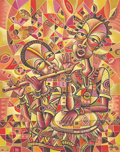 Banjo Players | Art Cameroon African Paintings