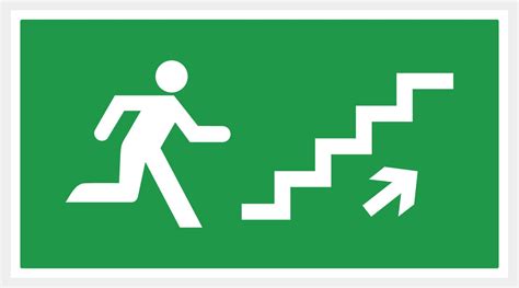 Emergency exit door ladder vector. direction sign. green color. safety ...