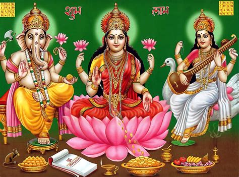 HINDU GOD WALLPAPERS: Saraswati Mata - Lakshmi Devi - Ganesha