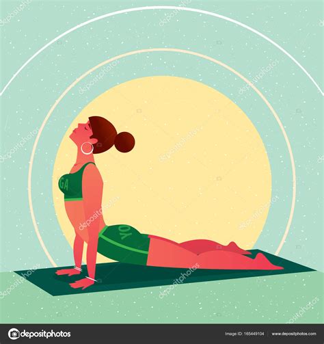 Girl lies in Yoga Cobra Pose or Bhujangasana ⬇ Vector Image by © ariadnaS | Vector Stock 165449104