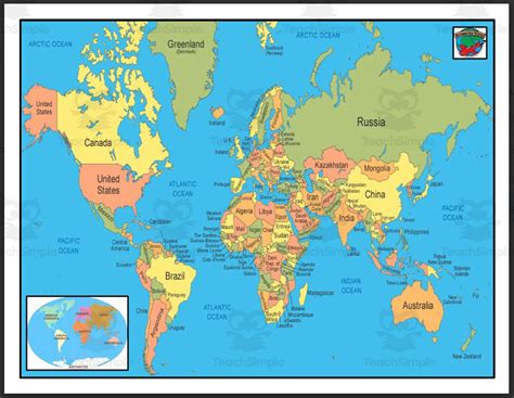 Countries & Continents - World Map Activity by Teach Simple