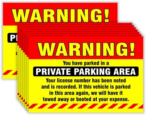 Private Parking Stickers (Pack of 50) Reserved No Permit Area Violation Warning Notice Vehicle ...