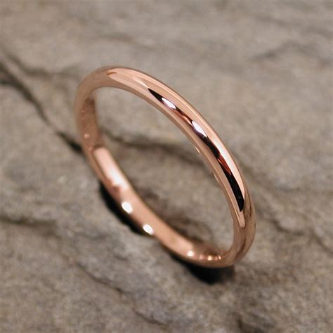 Romantic 14k Rose Gold Ring 2mm Wedding Band Solid by SARANTOS