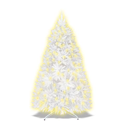 Artificial PVC White Christmas Tree with 700 LED Lights & Metal Steel Base (7Ft & 2154Tips ...