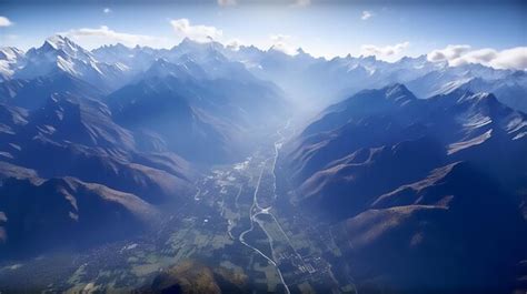 Premium AI Image | aerial view of mountains