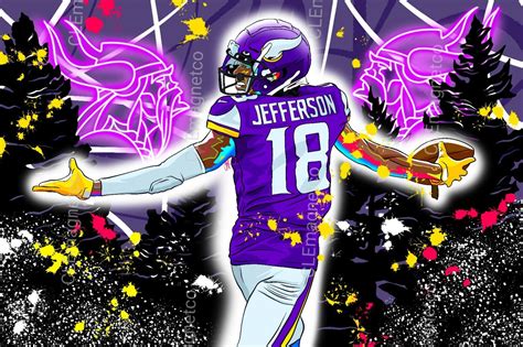 Justin Jefferson #18 art MAGNET - Minnesota Vikings Wide Receiver Die ...