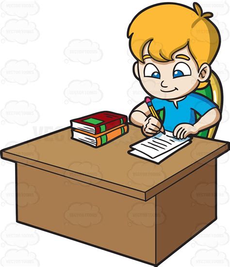 Kid Doing His Homework Clipart - bmp-extra