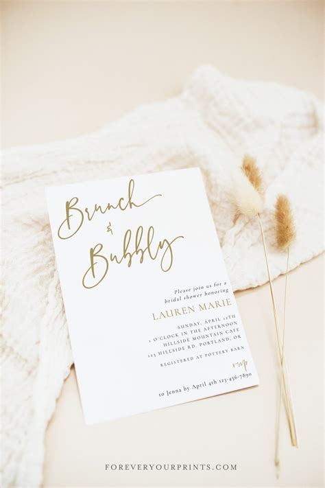 Brunch and Bubbly Invitation Template, Bridal Brunch Invite, Minimalist ...