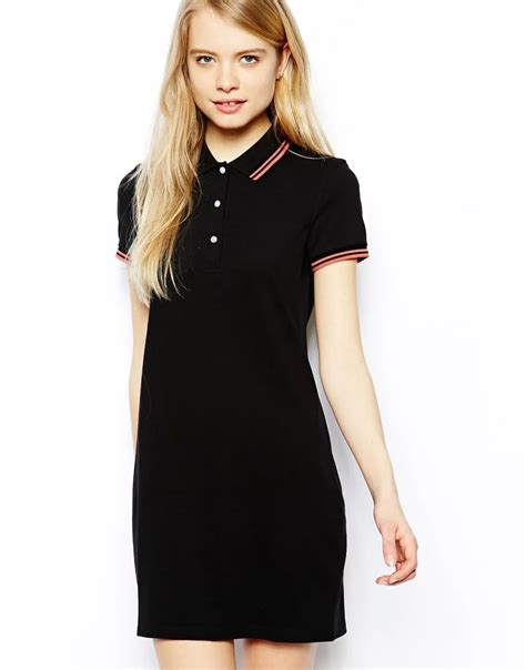 Women Short Sleeve Polo Dress Shirt With Contrast Collar - Buy Dress ...