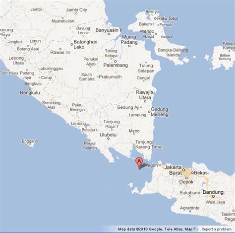 Krakatoa on Map of Java and Sumatra