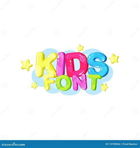 Kids Font Bright Glossy Colorful Logo Vector Illustration on a White Background Stock Vector ...