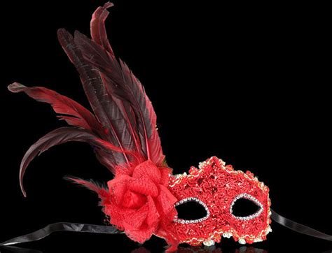 Red Mardi Gras Mask Carnival Masks Party Masks With Cocktail For Women ...