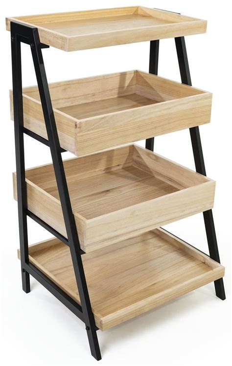 Wooden Retail Shelving Unit, 4 Shelves – Natural Finish | Retail display shelves, Retail ...