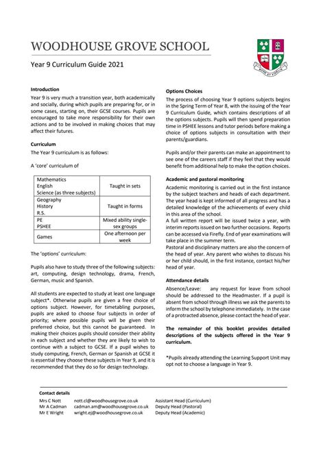 Year 9 Curriculum Guide - 2021 by woodhousegrove - Issuu