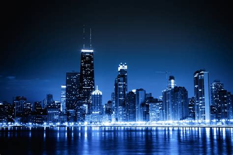 city night lights background | Chicago Skyline | Chicago wallpaper ...