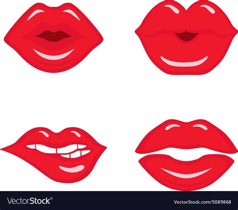 Red Lips Kissing Set Royalty Free Vector Image