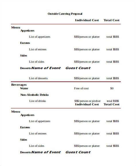 Catering Proposal Template