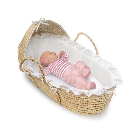 Badger Basket Moses Basket With Hood and Bedding Natural/white | eBay