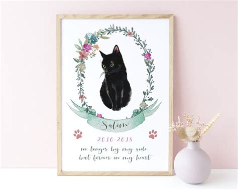 Black Cat Memorial Art Black Cat Print Cat Sympathy Gift | Etsy UK