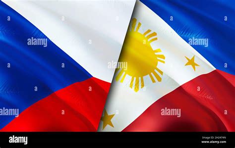 Czech and Philippines flags. 3D Waving flag design. Philippines Czechia flag, picture, wallpaper ...