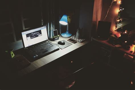 Computer Laptop Desk Light Lamp Dark Room Wallpaper,HD Others ...