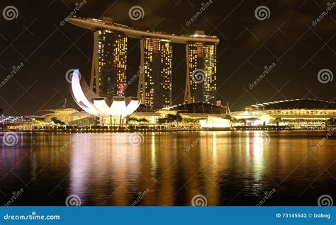 Singapore Marina Bay Night View in Golden Colours Stock Photo - Image of marina, night: 73145542