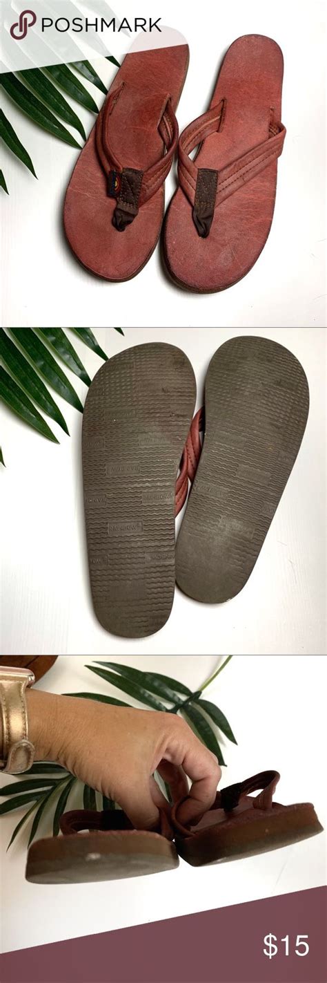 Rainbow Leather Flip Flops Size Medium (6.5-7.5) | Leather flip flops ...