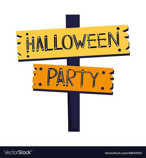 Halloween party wooden sign Royalty Free Vector Image